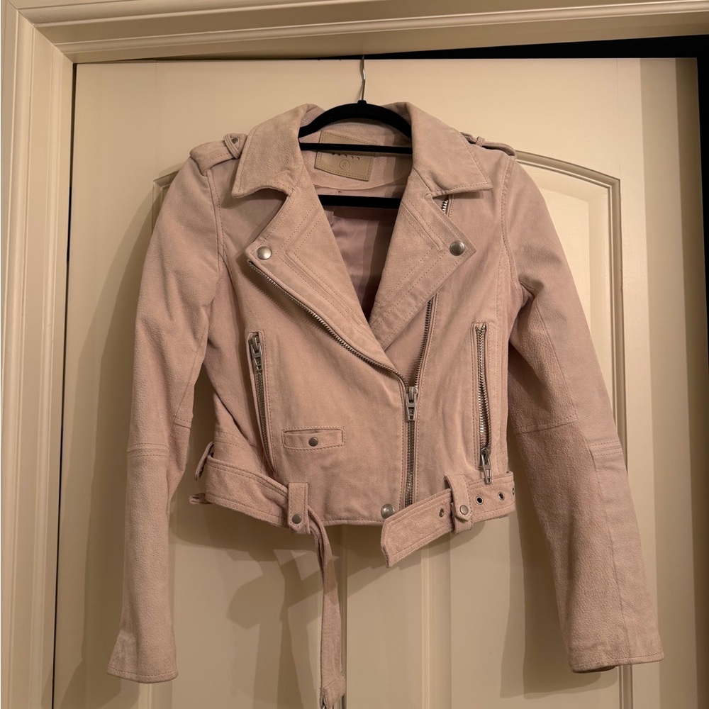 Blank NYC Blush Pink Suede Moto Jacket